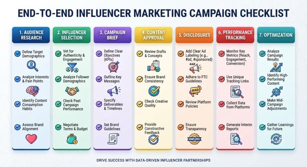 Influencer Marketing Campaign implementation checklist
